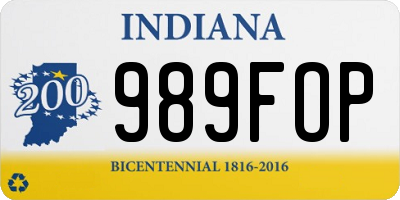 IN license plate 989FOP