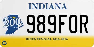 IN license plate 989FOR