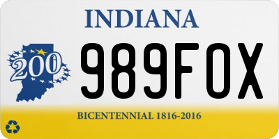 IN license plate 989FOX