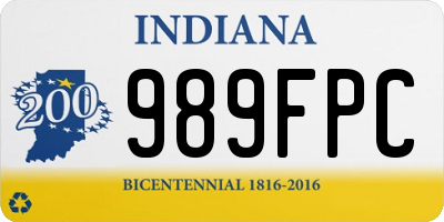 IN license plate 989FPC