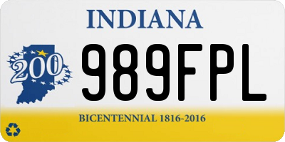 IN license plate 989FPL