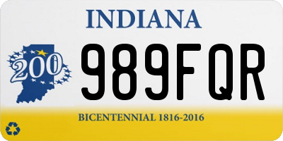 IN license plate 989FQR