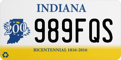 IN license plate 989FQS