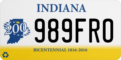 IN license plate 989FRO