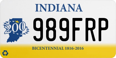 IN license plate 989FRP