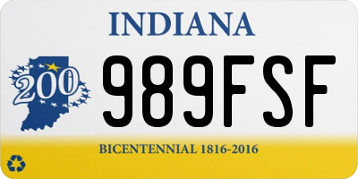 IN license plate 989FSF