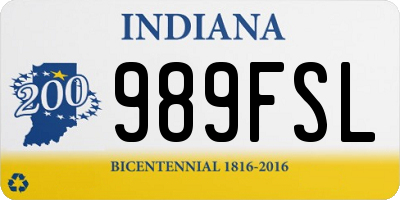 IN license plate 989FSL