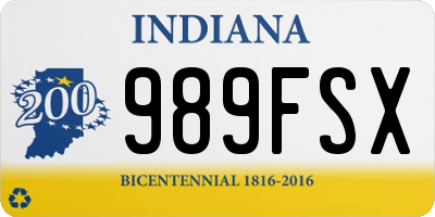 IN license plate 989FSX