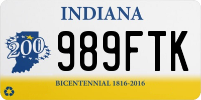 IN license plate 989FTK