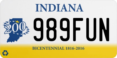 IN license plate 989FUN