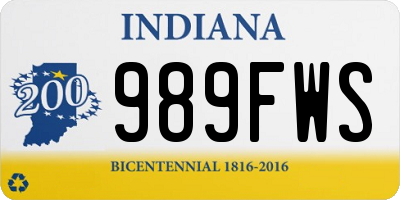 IN license plate 989FWS