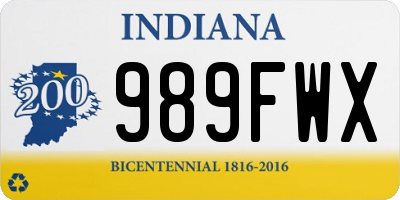 IN license plate 989FWX