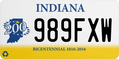 IN license plate 989FXW