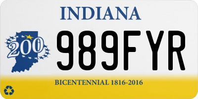 IN license plate 989FYR