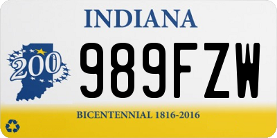 IN license plate 989FZW