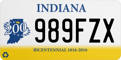 IN license plate 989FZX