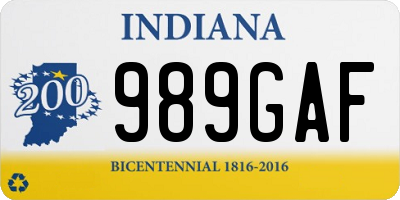 IN license plate 989GAF