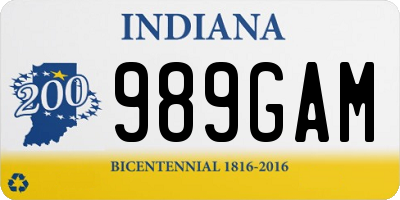 IN license plate 989GAM