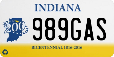 IN license plate 989GAS