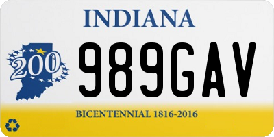 IN license plate 989GAV