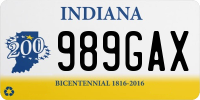 IN license plate 989GAX