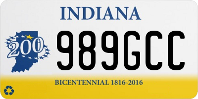 IN license plate 989GCC