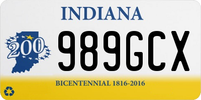 IN license plate 989GCX