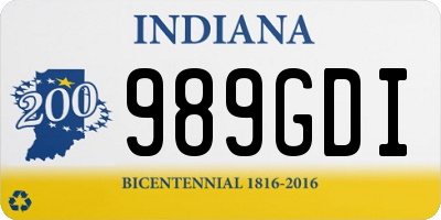 IN license plate 989GDI