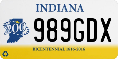 IN license plate 989GDX