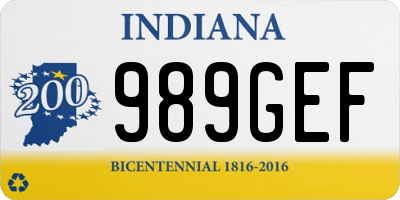 IN license plate 989GEF