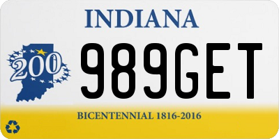 IN license plate 989GET