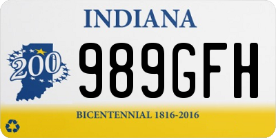IN license plate 989GFH
