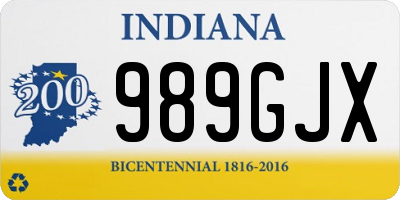 IN license plate 989GJX