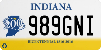 IN license plate 989GNI