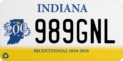 IN license plate 989GNL