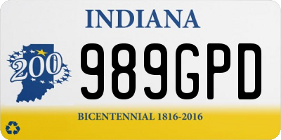 IN license plate 989GPD