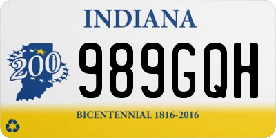 IN license plate 989GQH