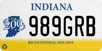 IN license plate 989GRB