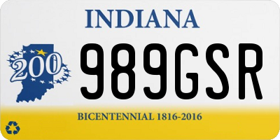 IN license plate 989GSR