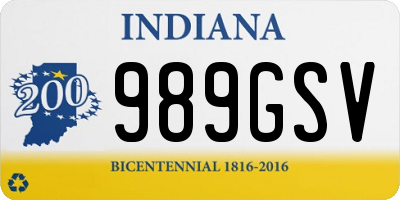 IN license plate 989GSV