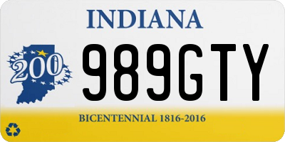 IN license plate 989GTY