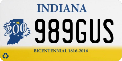 IN license plate 989GUS