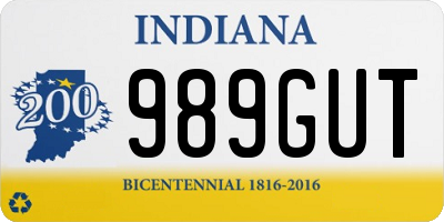IN license plate 989GUT