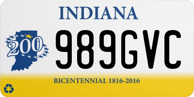 IN license plate 989GVC