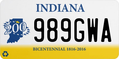 IN license plate 989GWA
