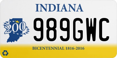 IN license plate 989GWC