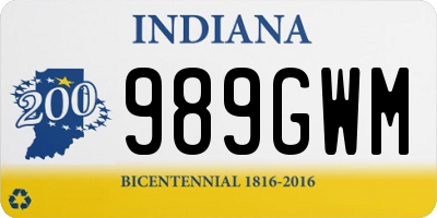 IN license plate 989GWM