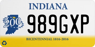 IN license plate 989GXP