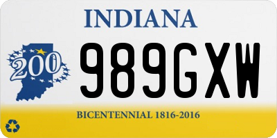 IN license plate 989GXW