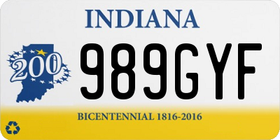 IN license plate 989GYF